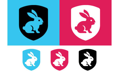 Sevimli tavşan kalkanı logo grafik tasarımı.