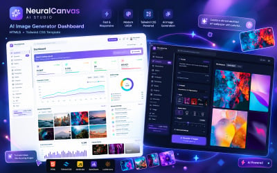 NeuralCanvas AI — Modelo de painel de controle SaaS para estúdio criativo de IA de última geração e gerador de imagens