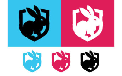 Logo na tarczy profilu królika w kolorze niebiesko-białym.