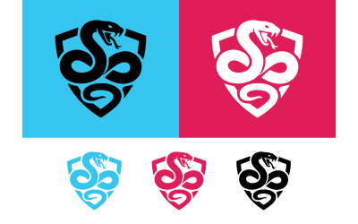 Snake emblem logo design, black and white vector art.