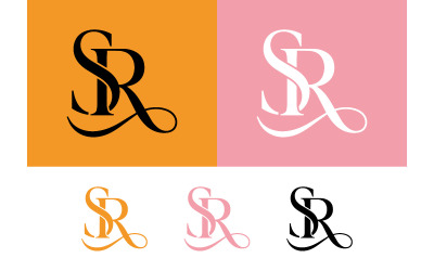 Artistic sr monogram with orange and pink tones.