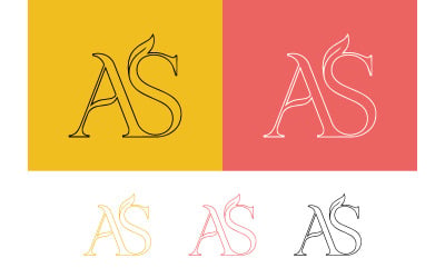 Als monogram met letters en een natuurbladlogo.