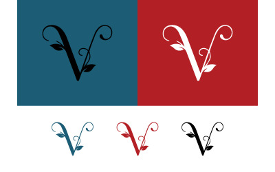 Decorative letter v logo on color background.