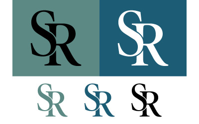 Geometric sr monogram with green and blue backgrounds.