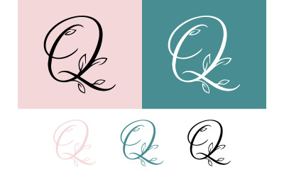 Graceful letter Q with subtle leaf accents.