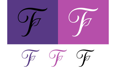 Letter f leaf logo purple and pink.