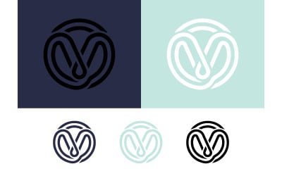V letter pretzel logo dark blue.
