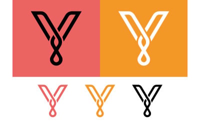 Logo en forme de Y avec boucle infinie sur fond rouge.