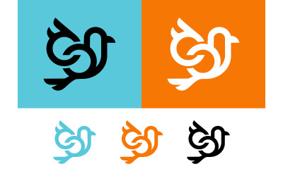 Bird logos with blue orange and white colors.