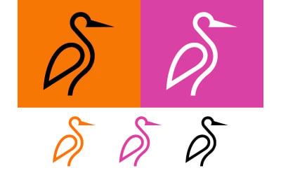 Crane bird logo design on orange background.