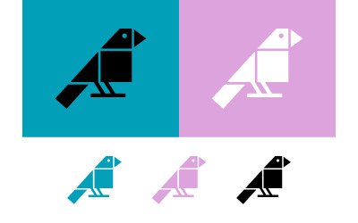 Crane bird logo design on pink background.