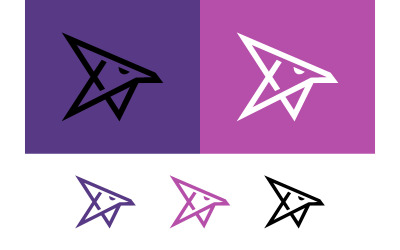 Adler-Logos in Lila, Rosa und Weiß.