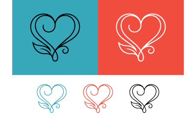 Elemento grafico a forma di cuore con logo a foglie.