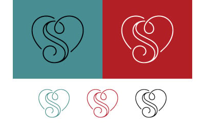 Hjärtans logotypdesign i blått och rött.