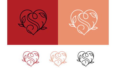 Hjärtans logotypdesign i rött och vitt.