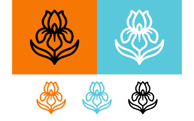 Iris flower logo icons orange blue and black.