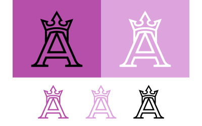 Letter A crown logo outline design.