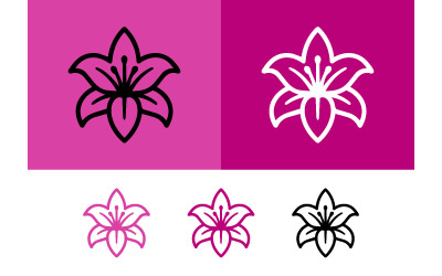 Lily flower logo icons pink purple and black.