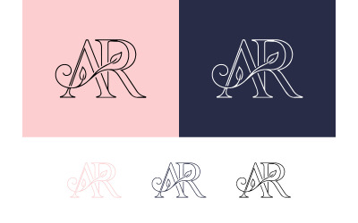Lettres monogrammes AR avec décor floral pour le branding.