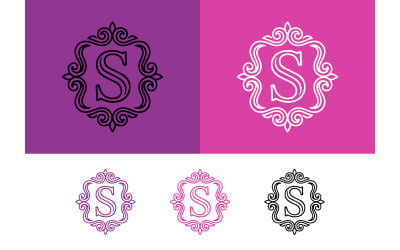 Monogram S emblem with crown flourish.