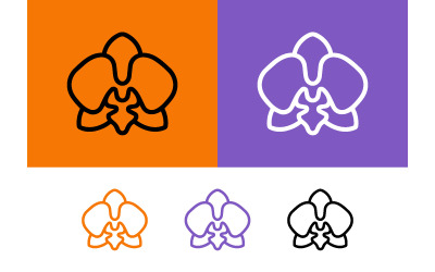 Orchid flower logo icons orange purple and black.