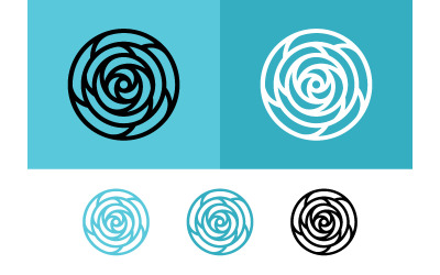 Rose flower icon circular abstract design.
