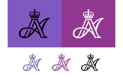 Royal monogram letter A crown logo design.