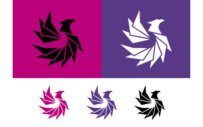 Stylized crane logo pink outline.