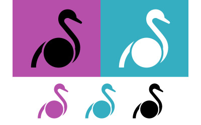 Swan logos with purple blue and black colors.