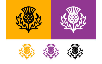 Thistle flower icons Scottish emblem vector art.