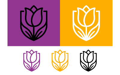 Tulip flower logo icons purple yellow and black.