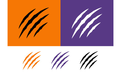 Logo con segni di artigli di animali su sfondo arancione e viola.