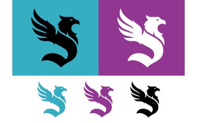 Griffin bokstaven s stiliserad varelse logotypdesign.