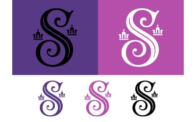 Monogram S med kronemblemdesignlogotyp.