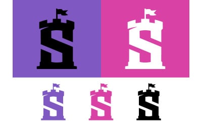 Logo con emblema a forma di corona con lettera S, colore rosa.