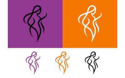 Figura astratta di donna che danza, linee fluide ed eleganti di colore viola.