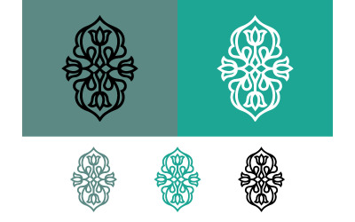 Emblema arabesco floreale, motivo decorativo ornato.