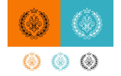 法国 fleur de lis 会徽皇冠月桂树标志。