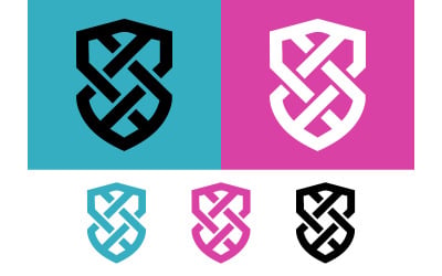 Logo w kształcie splecionej tarczy w różnych kolorach.