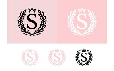 Couronne de laurier, lettre S, emblème, motif de couronne.