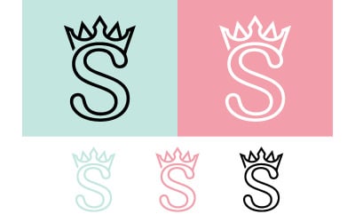 Logotipo com a letra S em formato de coroa, em preto e branco.