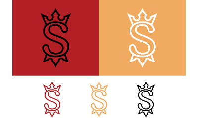 Logotipo com a letra S em formato de coroa, nas cores vermelho e laranja.