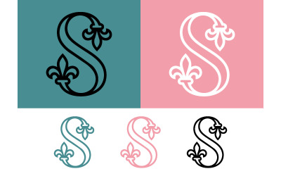 字母 s fleur de lis 标志设计黑色。