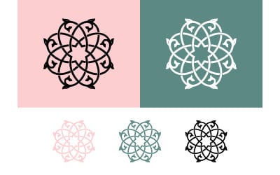 Abstract floral ornament geometric pattern textile design.