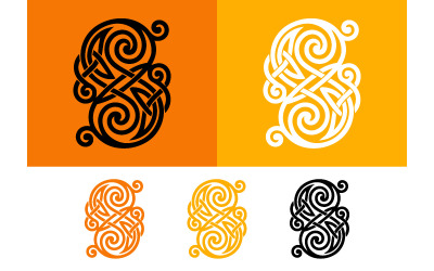 Celtic knot letter s symbol interlaced pattern.