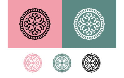 Circular floral motif decorative element textile print.