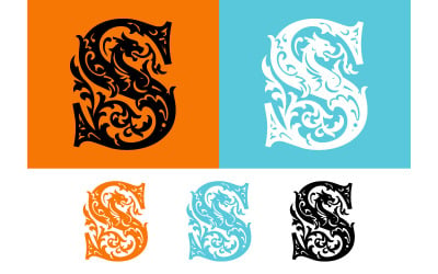 Dragon letter s emblem mythical creature design.