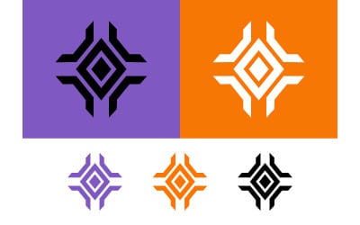 Geometric abstract logo design purple and orange vector.