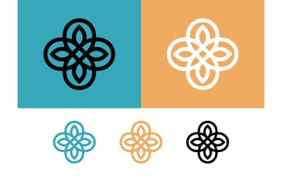 Intertwined clover logo design in teal and orange.