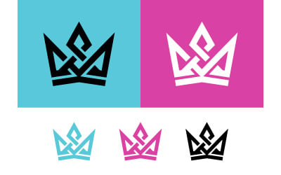 Intertwined crown logo design blue and pink vector.